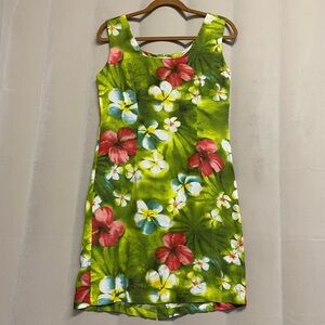 Vintage Jams World Women’s Dress Small Hawaiian Floral Puanani Green Resortwear